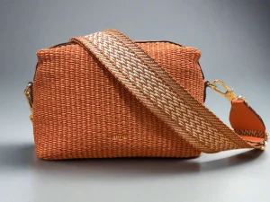 Abro ‘Kaia’ Raffia Shoulder Bag Orange>Women Bags