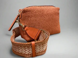 Abro ‘Kaia’ Raffia Shoulder Bag Orange>Women Bags