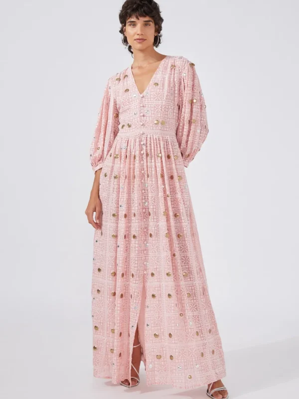 Hayley Menzies GITANA EMBROIDERED VISCOSE VOLUME MAXI DRESS>Women Dresses & Jumpsuits