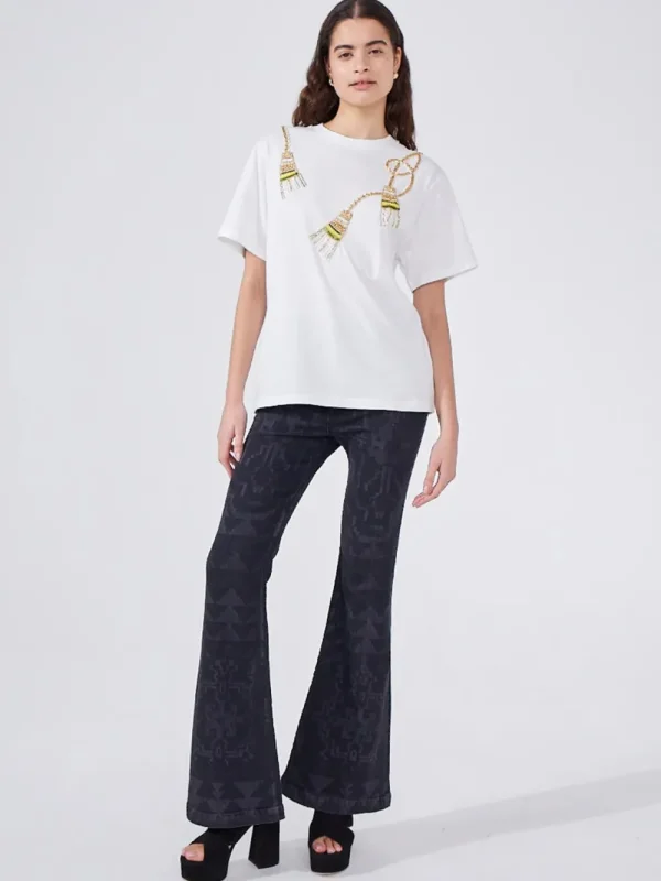 Hayley Menzies Tassel Beaded T-Shirt>Women Shirts & Blouses