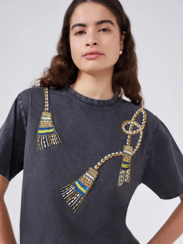 Hayley Menzies Tassel Beaded T-Shirt>Women Shirts & Blouses
