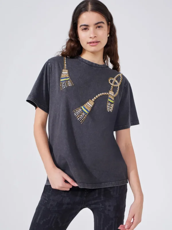 Hayley Menzies Tassel Beaded T-Shirt>Women Shirts & Blouses