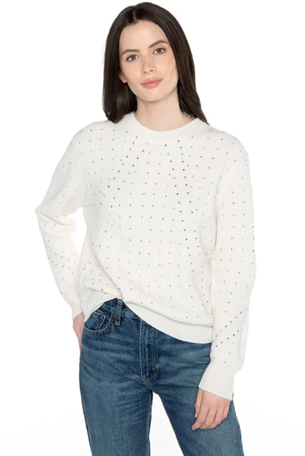 Kinross Cashmere Fashioned Rib Crystal Crew Jumper>Women Knitwear