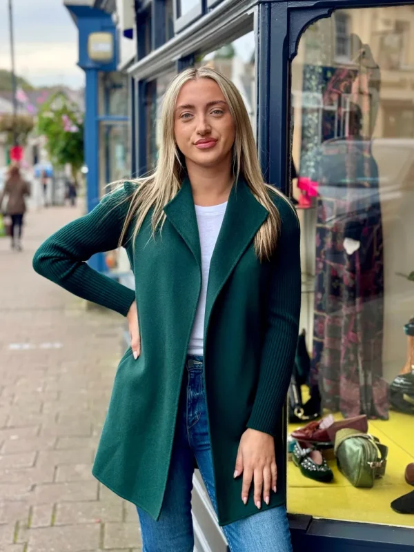 Kinross Cashmere Rib Sleeve Coat>Women Coats & Jackets