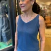 Kinross Cashmere 'Rib Vee Tank'>Women Knitwear