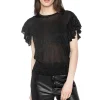 Kinross Cashmere Ruffle Sleeve Crew>Women Shirts & Blouses