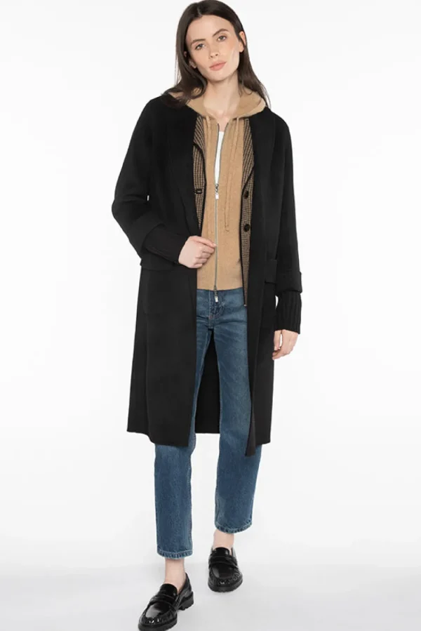 Kinross Cashmere Shawl Collar Knit Trim Coat>Women Coats & Jackets