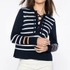 Kinross Cashmere 'Stripe Lace Up' Polo>Women Knitwear