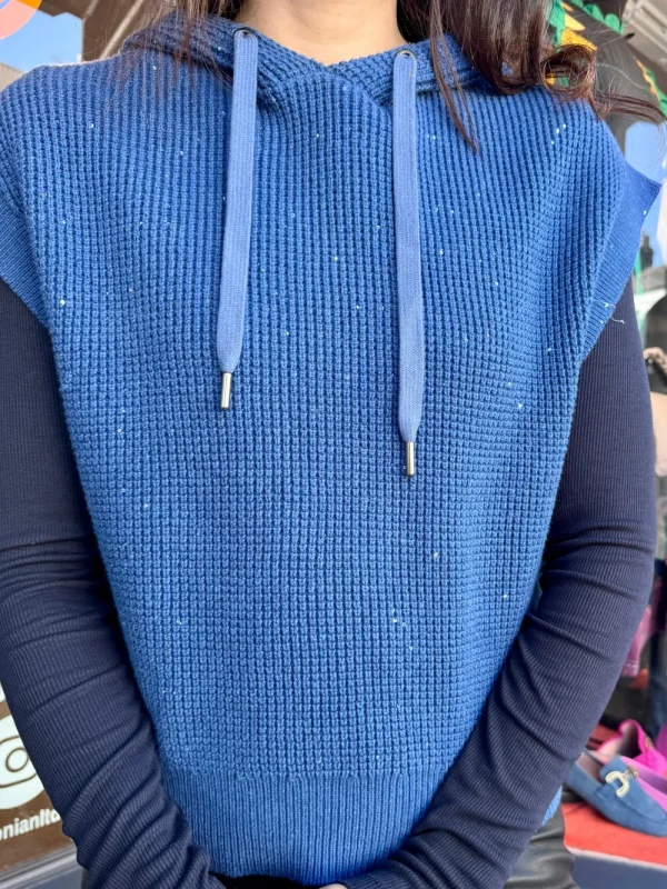 Kinross Cashmere Thermal Sequin Pullover Hoodie>Women Knitwear