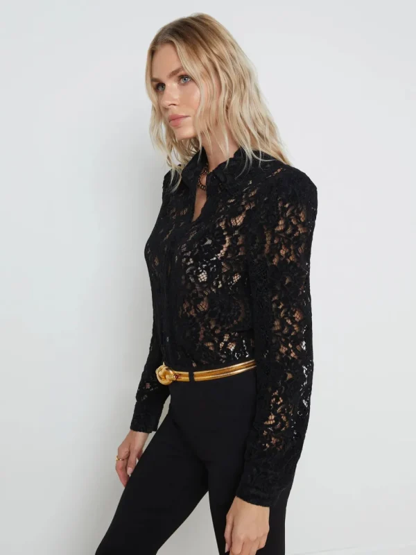 L'AGENCE JENICA BLACK LACE BLOUSE>Women Shirts & Blouses