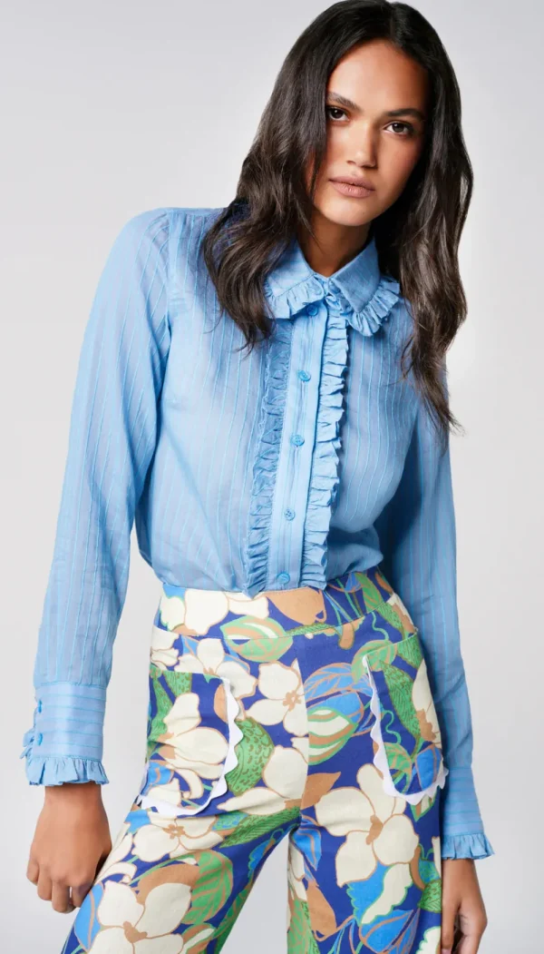 SMYTHE Ruffle Trim Blouse>Women Shirts & Blouses