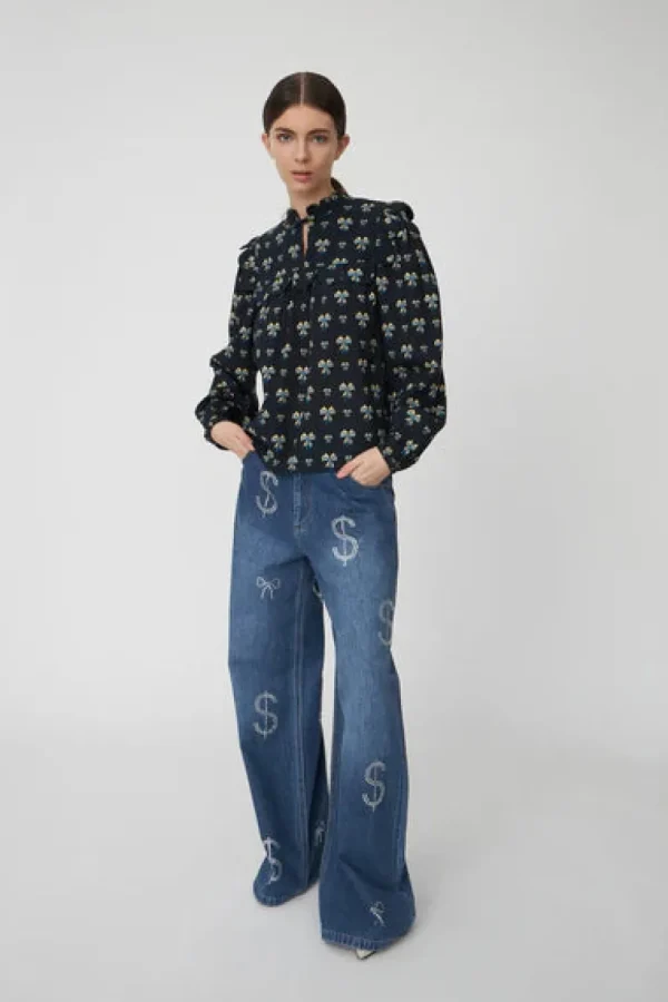 Stella Nova Bow Printed Tongue Blouse>Women Shirts & Blouses