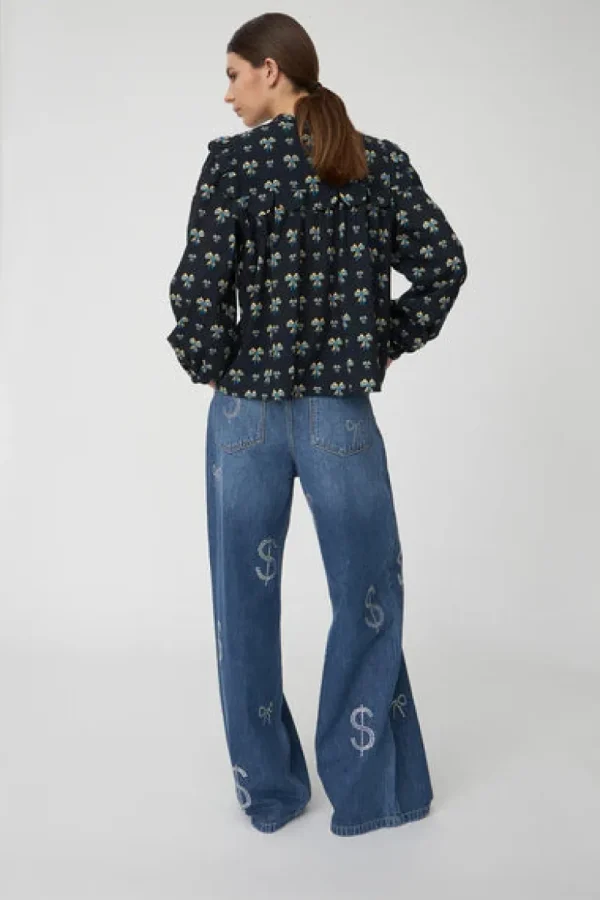 Stella Nova Bow Printed Tongue Blouse>Women Shirts & Blouses